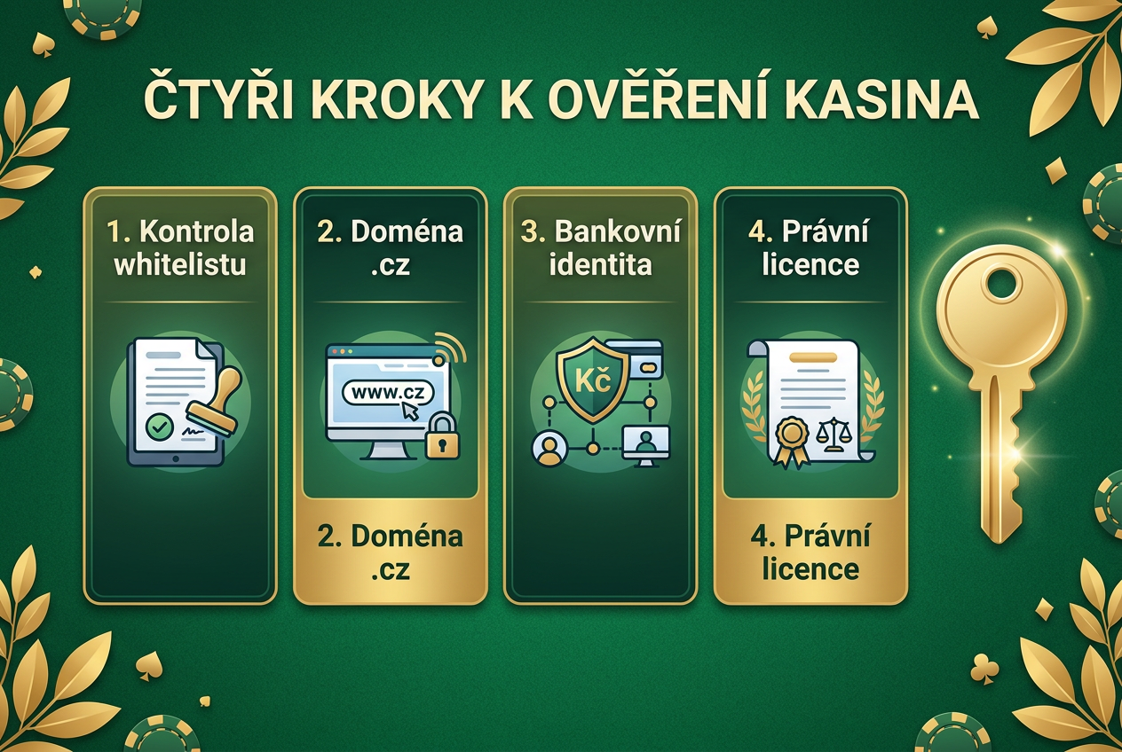 Infografika s postupem pro bezpečné ověření online kasina